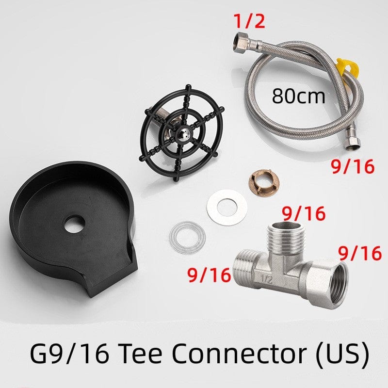 4U Cup Washer G9 16Tee Connector US Automatic High-Pressure Cup Washer - One-Hand Operation for Bars, Cafes, and Kitchens