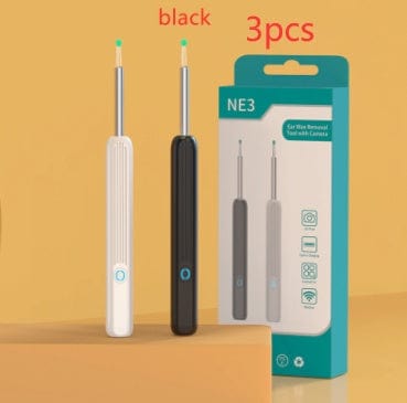 4U ear cleaning Black 3pcs / USB NE3 Ear Cleaning Kit - Wireless Otoscope with Camera & LED for iOS and Android Devices