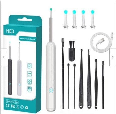 4U ear cleaning NE3 Ear Cleaning Kit - Wireless Otoscope with Camera & LED for iOS and Android Devices