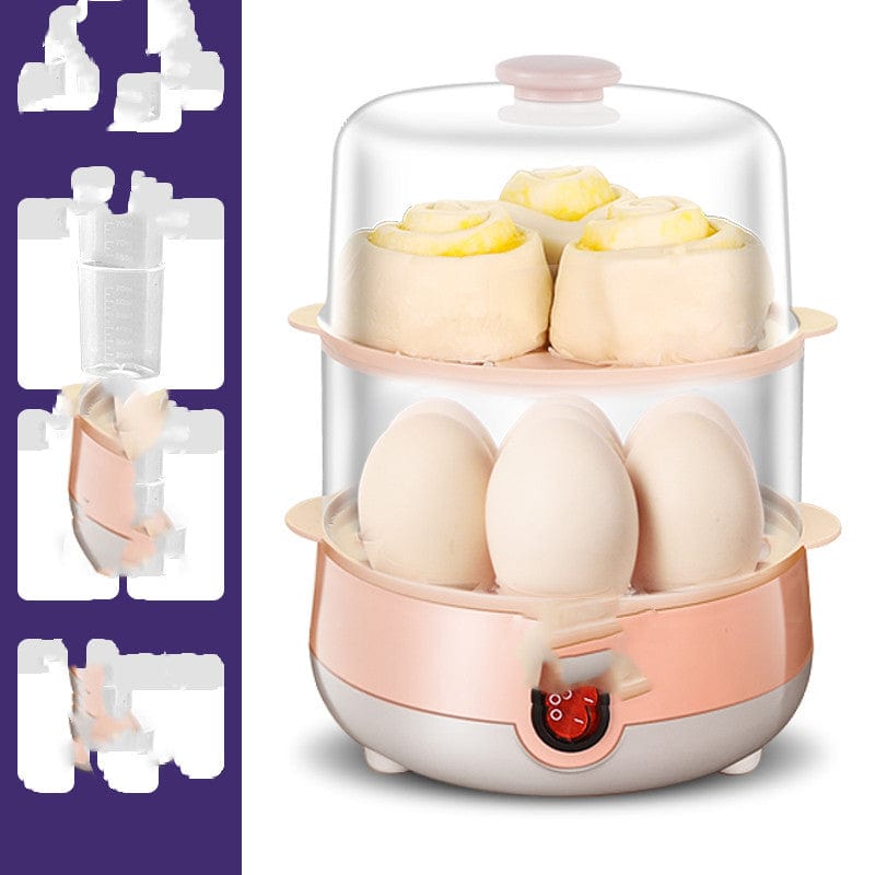 4U Egg Steamer B / 220V US Household Egg Steamer - Auto Shut-Off, Single & Double Layer Options