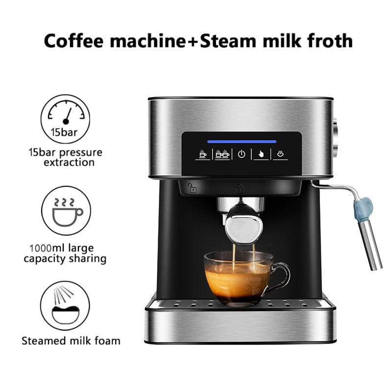 4U Espresso Machine Black / EU All-in-One Espresso Machine - Smart Touch Operation with 1.6L Capacity for Home Use