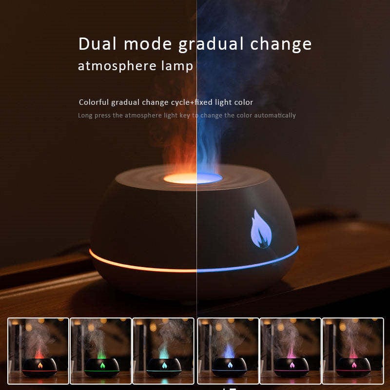 4U Flame Humidifier Flame Effect Essential Oil Diffuser - 7 Color Lights, USB Humidifier for Home and Office