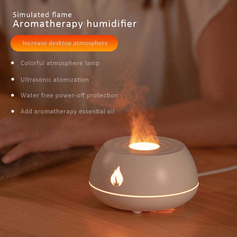 4U Flame Humidifier Flame Effect Essential Oil Diffuser - 7 Color Lights, USB Humidifier for Home and Office