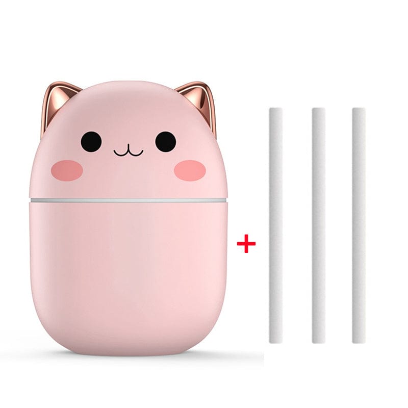 4U Flame Humidifier Pink / USB Car Aromatherapy Humidifier - USB Powered, Silent Operation with Ambient Light