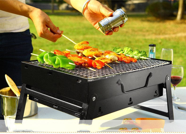 4U Grill Small 35x27x20cm Portable Charcoal BBQ Grill - Folding Grill for 3-5 People, Ideal for Outdoor Cooking