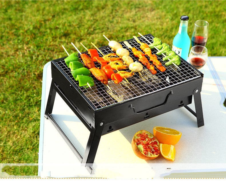 4U Grill Small 35x27x20cm Portable Charcoal BBQ Grill - Folding Grill for 3-5 People, Ideal for Outdoor Cooking