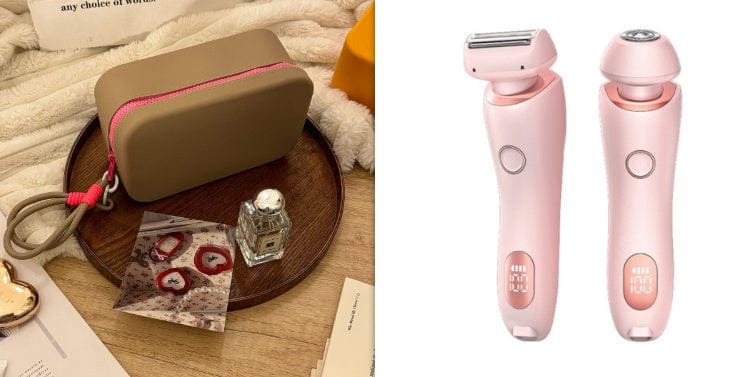 4U Hair Removal Pink and Khaki Rose Red set / USB Electric Hair Removal Epilator - 2-in-1 USB Rechargeable Trimmer for Women’s Body Shaving