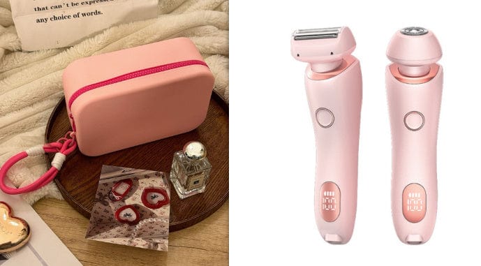 4U Hair Removal Pink and Rouge Gouache set / USB Electric Hair Removal Epilator - 2-in-1 USB Rechargeable Trimmer for Women’s Body Shaving