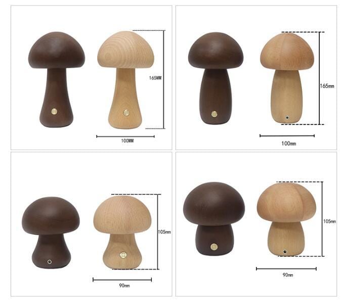 4U LED Cute Mushroom LED Night Light - Wooden Bedside Lamp with Touch Switch for Home Decor