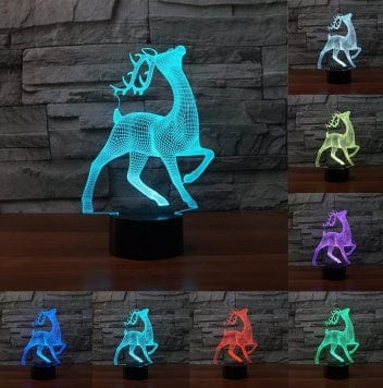 4U LED Fawn Deer  3D 7Color Touch Control LED Night Illusion Light