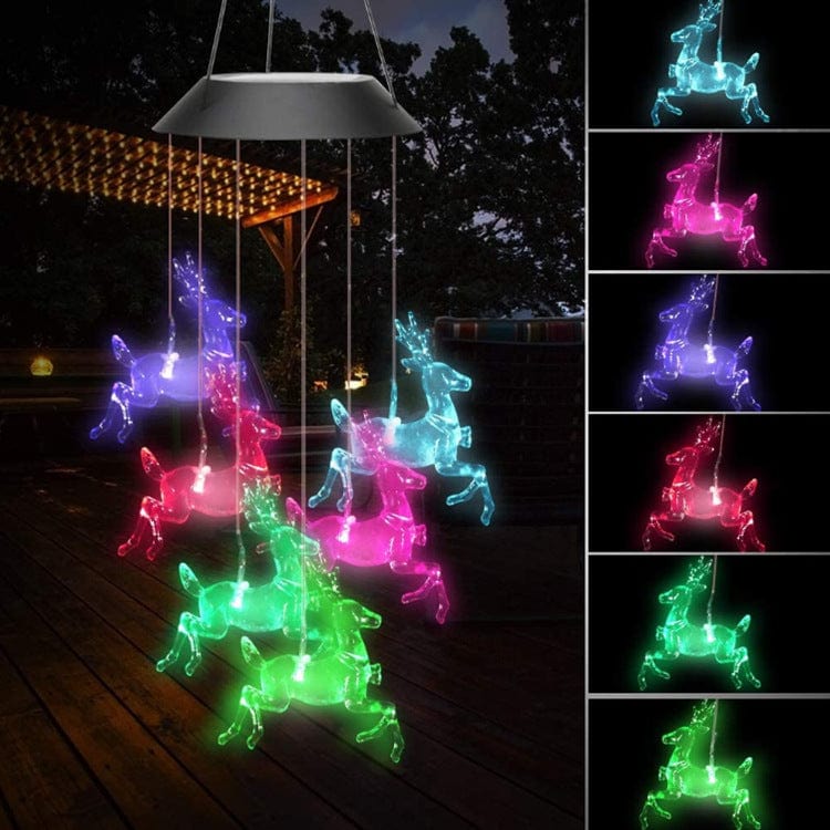 4U Light Christmas deer / Black shell lamp holder "Luminous Breeze: Hummingbird & Butterfly Chime"