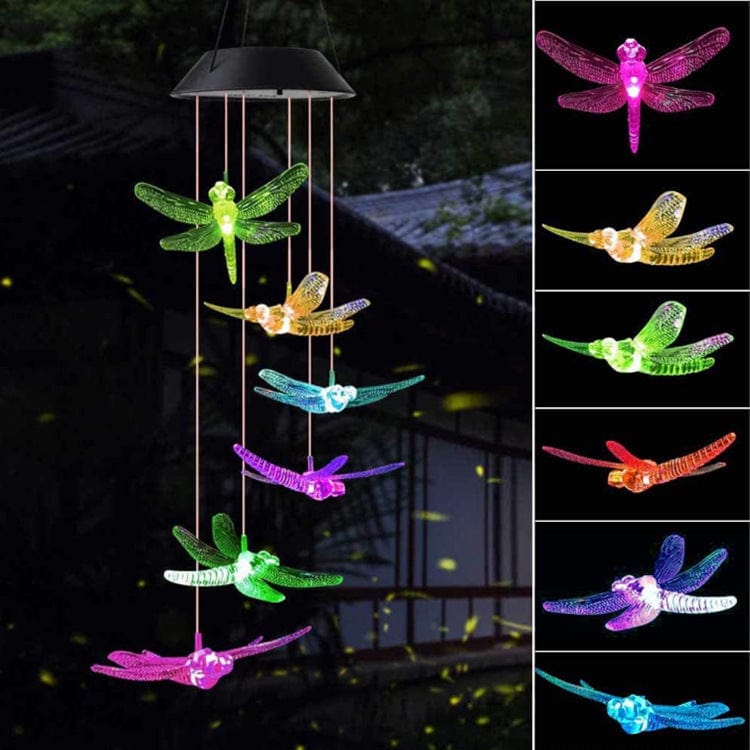 4U Light Dragonfly / Black shell lamp holder "Luminous Breeze: Hummingbird & Butterfly Chime"