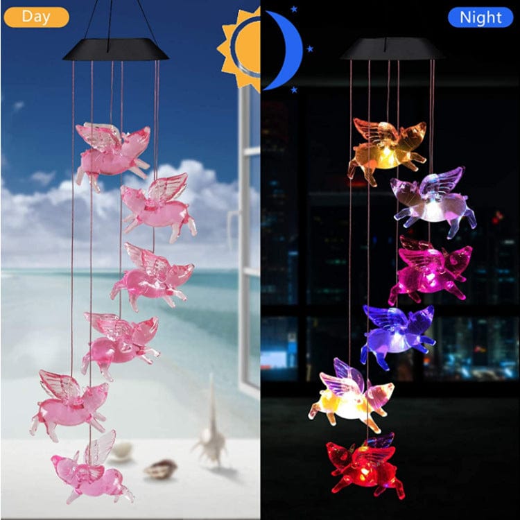 4U Light Flying Pig / Black shell lamp holder "Luminous Breeze: Hummingbird & Butterfly Chime"