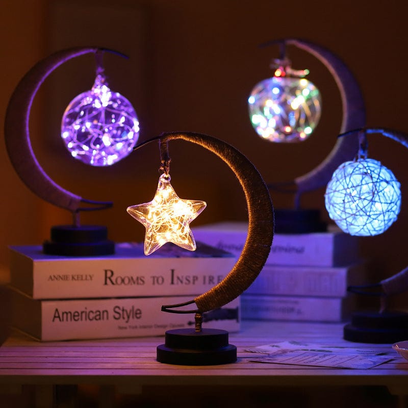 4U Light Led Moon Light Wrought Iron Ornament Light Star Shape Copper Wire Light Decorative Light USB Battery