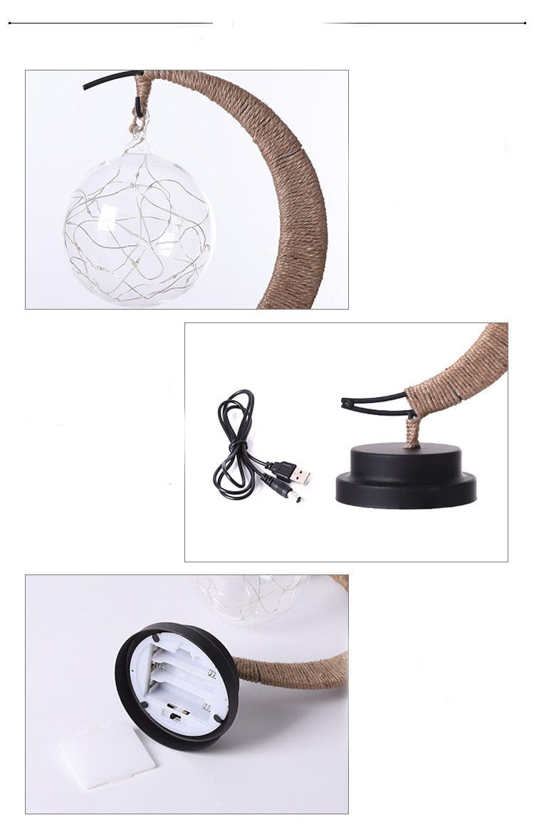 4U Light Led Moon Light Wrought Iron Ornament Light Star Shape Copper Wire Light Decorative Light USB Battery