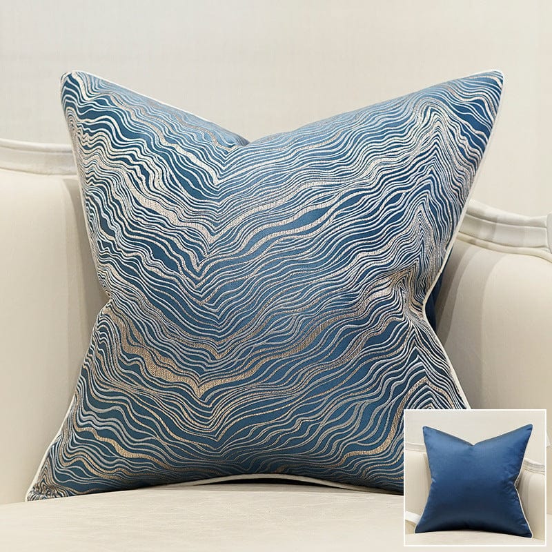 4U Light Luxury Cushion Ripple blue / 30X50CM "Light Luxury Cushion – European-Inspired Sofa Pillow with Core | Perfect for Living Room Decor"