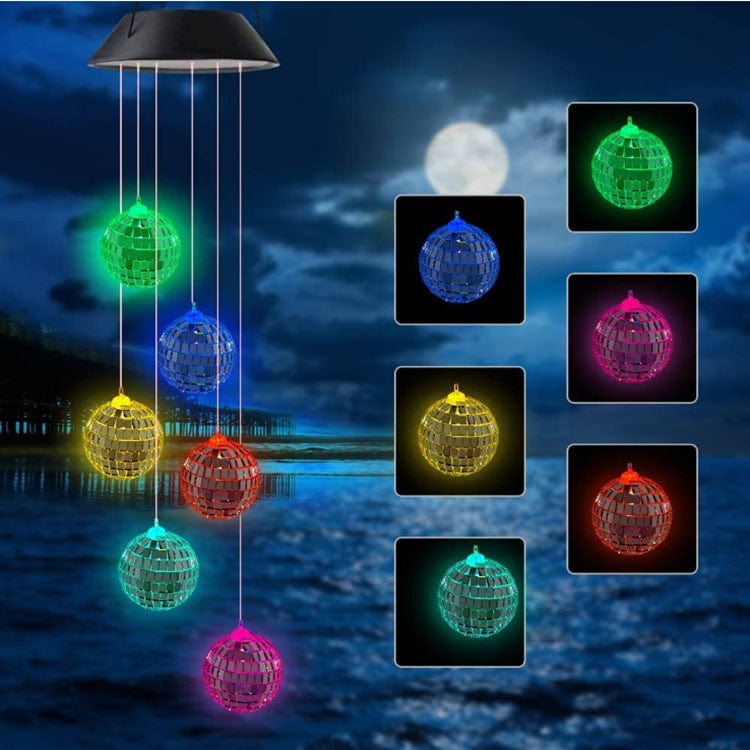 4U Light Mosaic ball / Black shell lamp holder "Luminous Breeze: Hummingbird & Butterfly Chime"