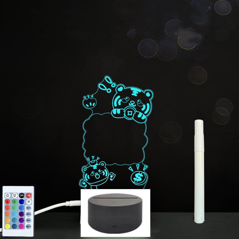 4U Light Style10 / Black B 3D Acrylic Board Handwriting Message Board LED Light