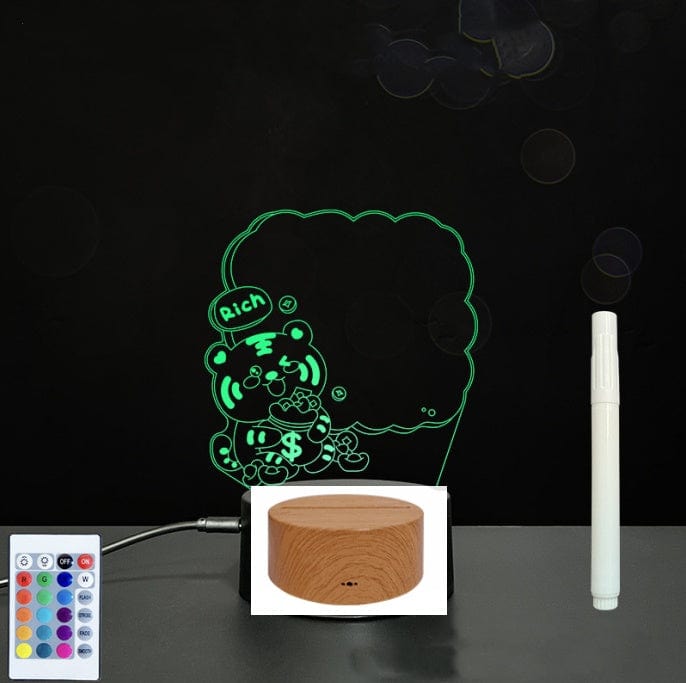 4U Light Style9 / Wood grain B 3D Acrylic Board Handwriting Message Board LED Light