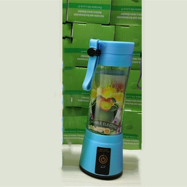 4U Mini Juicer Blue / Four Knives Mini Electric Juicer Blender - USB Rechargeable, Food-Grade Portable Smoothie Maker