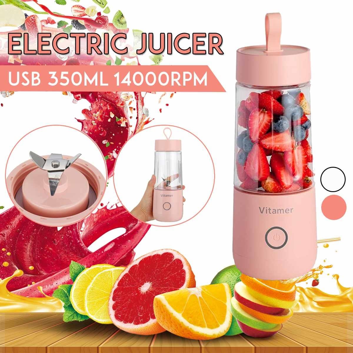 4U Mini Juicer High-Speed USB Rechargeable Blender - 350ml Portable Juicer with Intelligent Safety Sensing