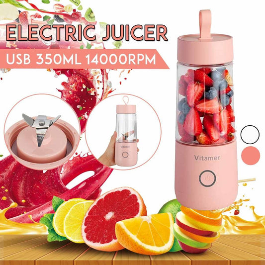 4U Mini Juicer High-Speed USB Rechargeable Blender - 350ml Portable Juicer with Intelligent Safety Sensing