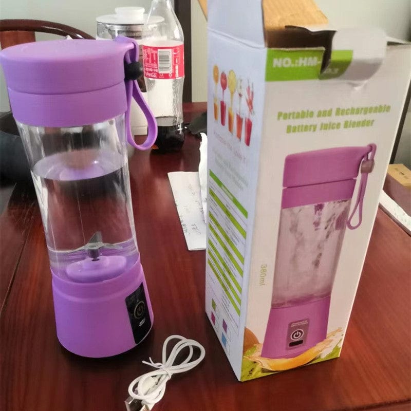 4U Mini Juicer Purple / Four Knives Mini Electric Juicer Blender - USB Rechargeable, Food-Grade Portable Smoothie Maker