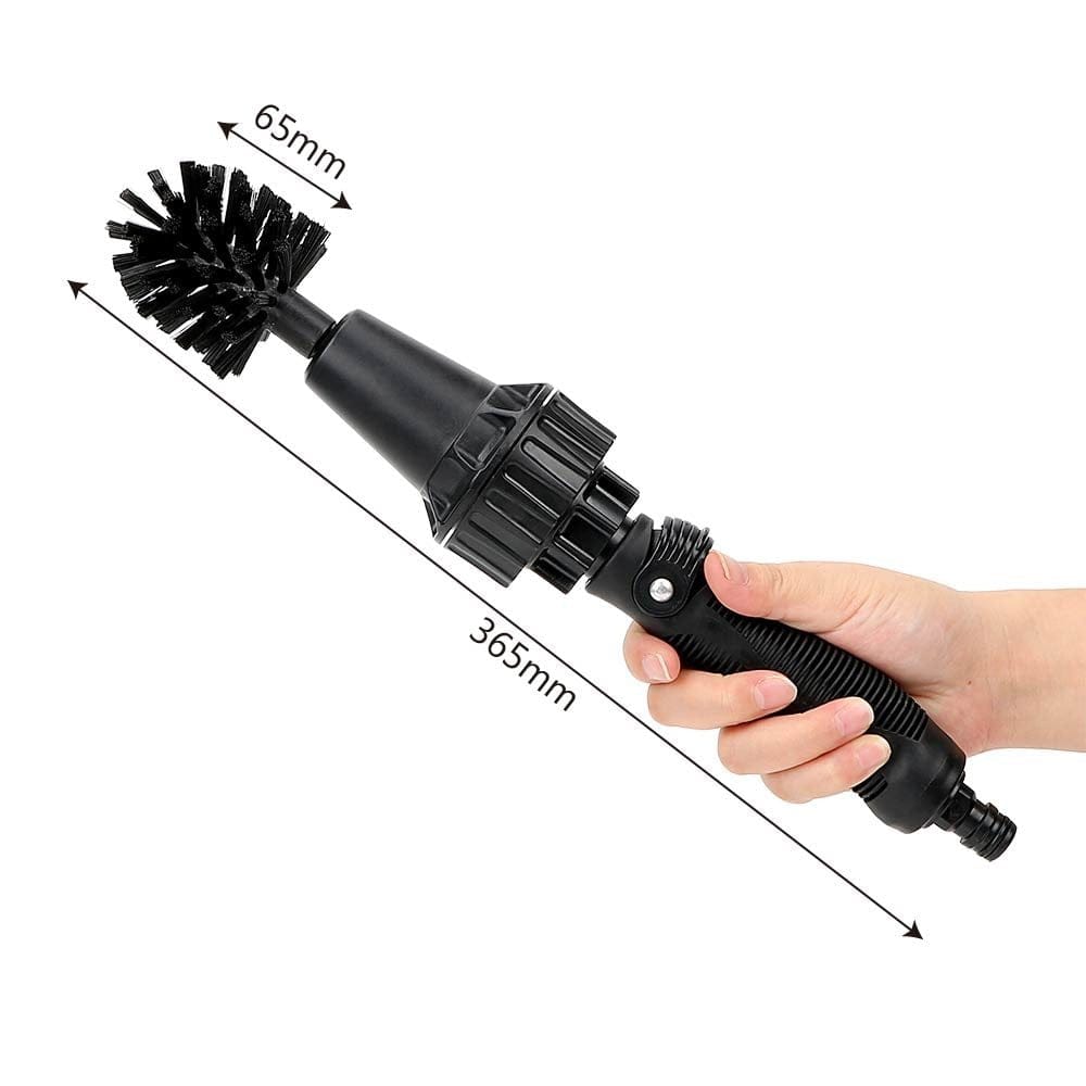 4U Rotary Cleaning Black Water-Driven Car Wash Brush - Rotary Cleaning Tool for Tires, Wheels, and More