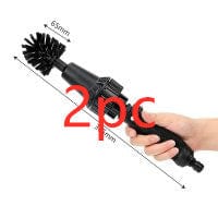 4U Rotary Cleaning Black2pcs Water-Driven Car Wash Brush - Rotary Cleaning Tool for Tires, Wheels, and More