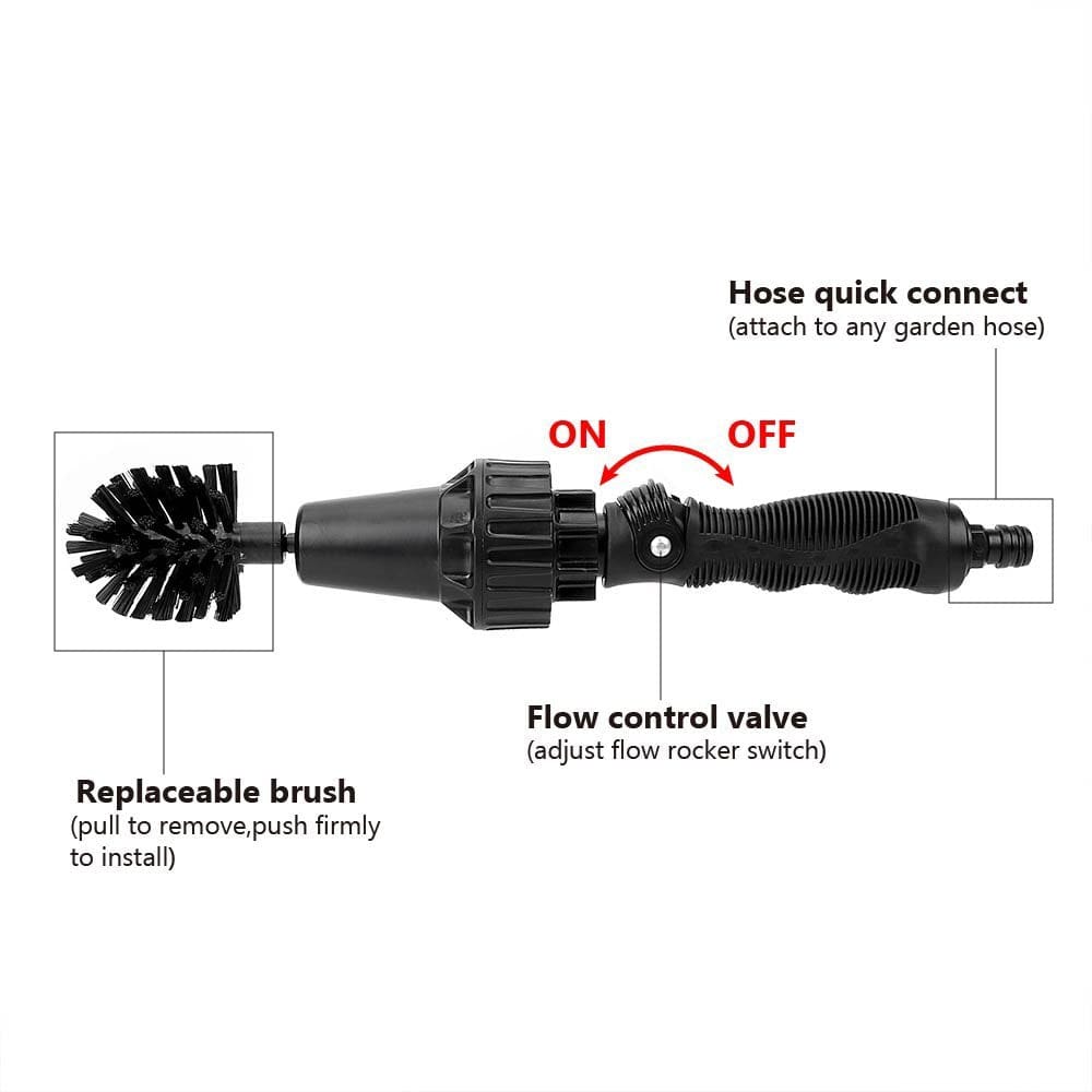 4U Rotary Cleaning Water-Driven Car Wash Brush - Rotary Cleaning Tool for Tires, Wheels, and More