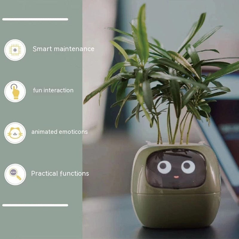 4U Smart Planter Green / Small Smart Planter - AI-Powered Indoor Plant Care with 49 Expressions & 7 Sensors