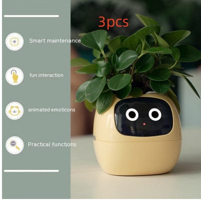 4U Smart Planter Set10 / Small Smart Planter - AI-Powered Indoor Plant Care with 49 Expressions & 7 Sensors