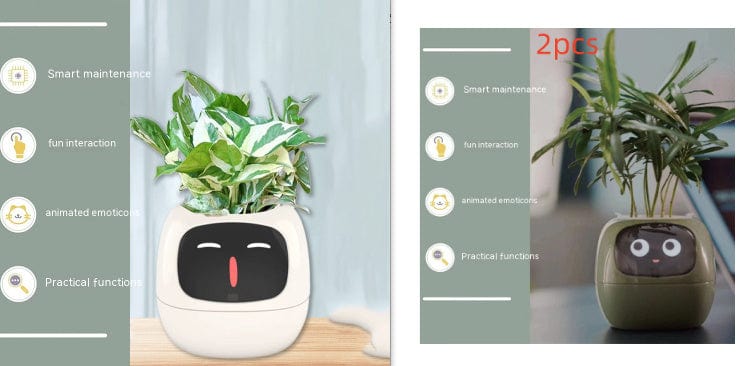 4U Smart Planter Set13 / Small Smart Planter - AI-Powered Indoor Plant Care with 49 Expressions & 7 Sensors