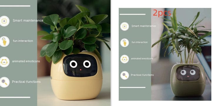 4U Smart Planter Set14 / Small Smart Planter - AI-Powered Indoor Plant Care with 49 Expressions & 7 Sensors