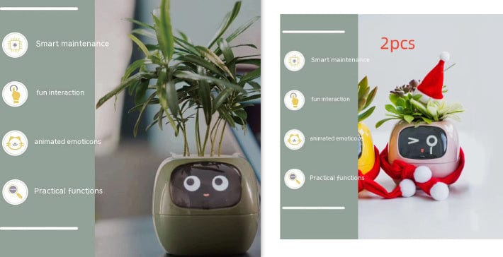 4U Smart Planter Set15 / Small Smart Planter - AI-Powered Indoor Plant Care with 49 Expressions & 7 Sensors