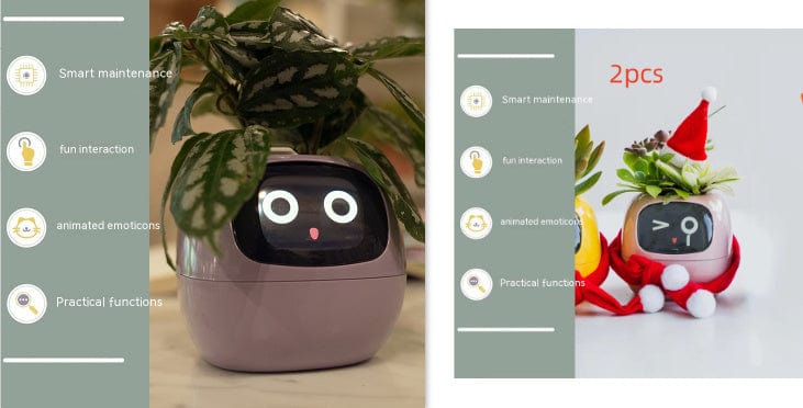 4U Smart Planter Set16 / Small Smart Planter - AI-Powered Indoor Plant Care with 49 Expressions & 7 Sensors