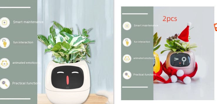 4U Smart Planter Set17 / Small Smart Planter - AI-Powered Indoor Plant Care with 49 Expressions & 7 Sensors