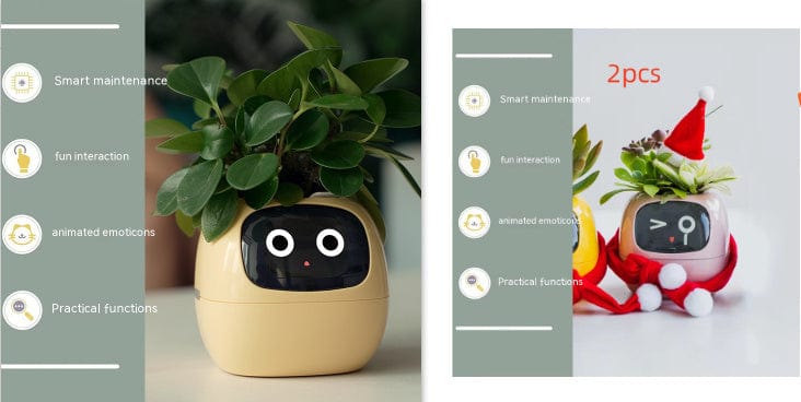 4U Smart Planter Set18 / Small Smart Planter - AI-Powered Indoor Plant Care with 49 Expressions & 7 Sensors