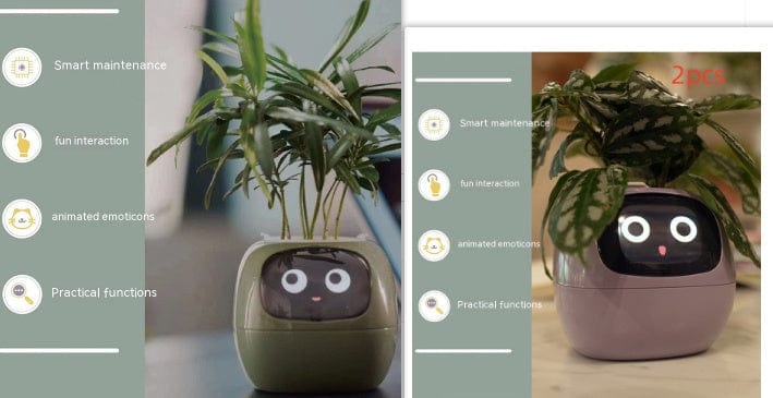 4U Smart Planter Set19 / Small Smart Planter - AI-Powered Indoor Plant Care with 49 Expressions & 7 Sensors