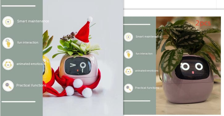 4U Smart Planter Set20 / Small Smart Planter - AI-Powered Indoor Plant Care with 49 Expressions & 7 Sensors