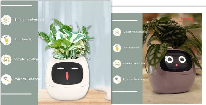 4U Smart Planter Set21 / Small Smart Planter - AI-Powered Indoor Plant Care with 49 Expressions & 7 Sensors