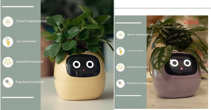 4U Smart Planter Set22 / Small Smart Planter - AI-Powered Indoor Plant Care with 49 Expressions & 7 Sensors