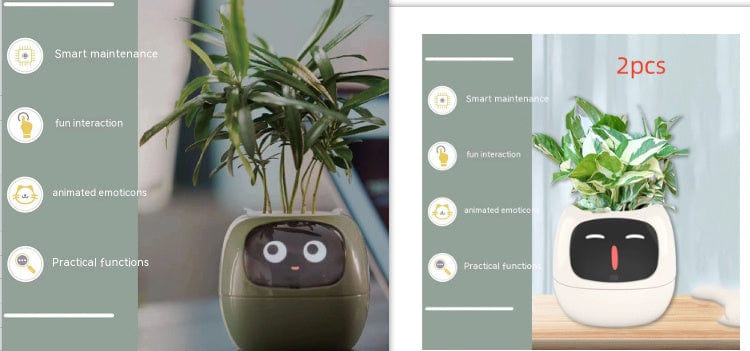 4U Smart Planter Set23 / Small Smart Planter - AI-Powered Indoor Plant Care with 49 Expressions & 7 Sensors