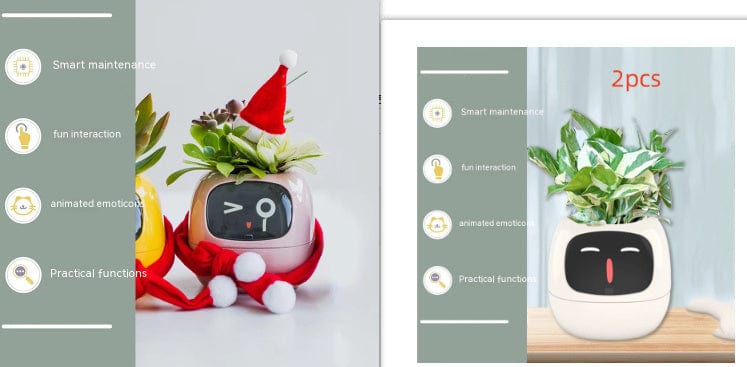 4U Smart Planter Set24 / Small Smart Planter - AI-Powered Indoor Plant Care with 49 Expressions & 7 Sensors