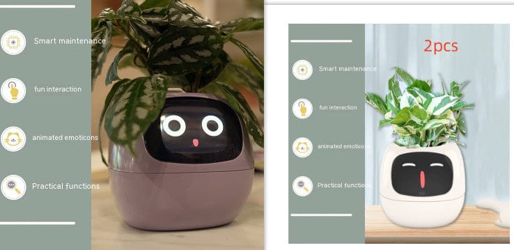 4U Smart Planter Set25 / Small Smart Planter - AI-Powered Indoor Plant Care with 49 Expressions & 7 Sensors