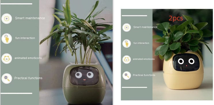 4U Smart Planter Set27 / Small Smart Planter - AI-Powered Indoor Plant Care with 49 Expressions & 7 Sensors