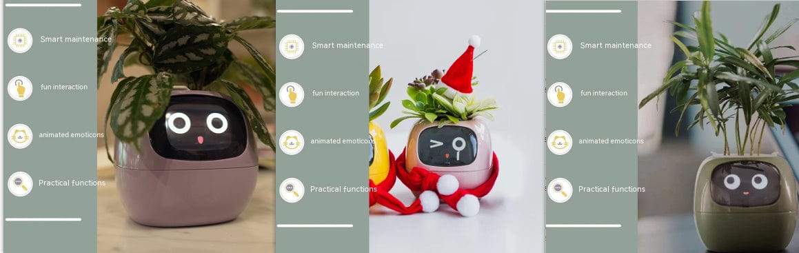 4U Smart Planter Set31 / Small Smart Planter - AI-Powered Indoor Plant Care with 49 Expressions & 7 Sensors