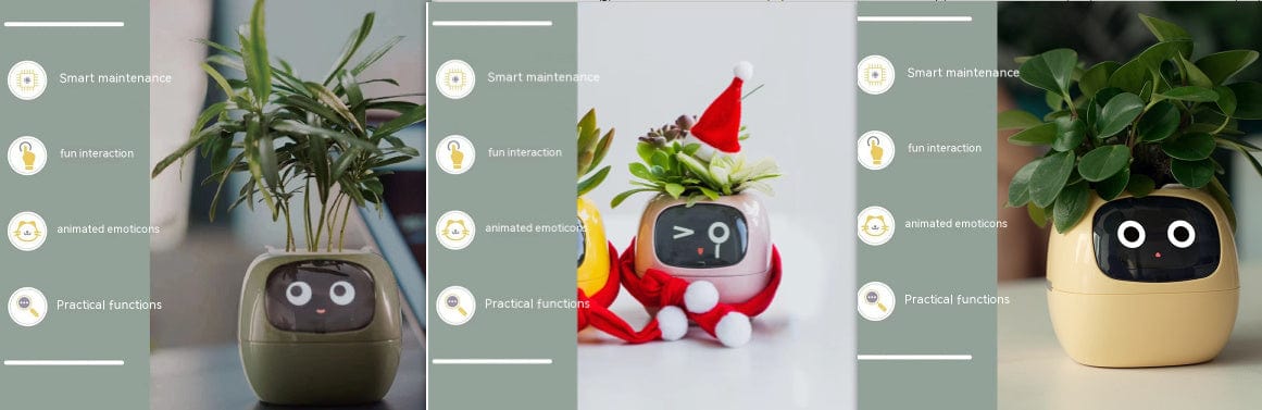 4U Smart Planter Set33 / Small Smart Planter - AI-Powered Indoor Plant Care with 49 Expressions & 7 Sensors