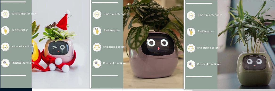 4U Smart Planter Set34 / Small Smart Planter - AI-Powered Indoor Plant Care with 49 Expressions & 7 Sensors