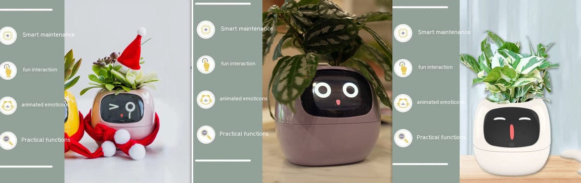 4U Smart Planter Set35 / Small Smart Planter - AI-Powered Indoor Plant Care with 49 Expressions & 7 Sensors